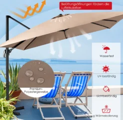 COSTWAY Sonnenschirm Ø300cm Ampelschirm, Terrassenschirm Neigbar, Gartenschirm Mit Kurbel & Gekreuzter Basis, Großer Regenschirm Für Gärten, Terrassen, Cafés, Strandschirm -Stil Beet Verkaufsgeschäft 00a70132aaa3113f0d5ad841f6eca59b