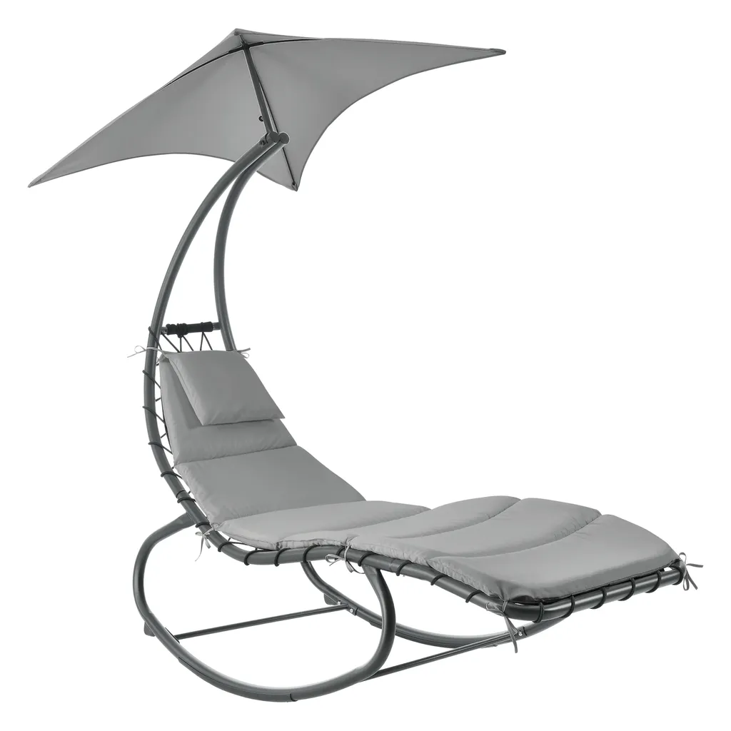 Schaukelliege Lamia Mit Sonnendach 193x104x200 Cm Sonnenliege Bis 160 Kg Relaxliege Mit Kopfkissen Hellgrau 1 Schaukelliege Lamia Mit Sonnendach 193x104x200 Cm Sonnenliege Bis 160 Kg Relaxliege Mit Kopfkissen Hellgrau