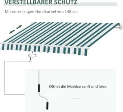 Outsunny Manuelle Gelenkarmmarkise 395 Cm Markise Mit Handkurbel Balkonmarkise Sonnenschutz Wandmontage Balkon Alu Weiß+Grün 395 X 245 Cm -Stil Beet Verkaufsgeschäft 01498af15ea1adb198eb0e6fecfdac0f