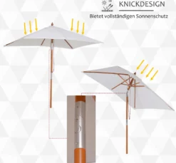 Outsunny Sonnenschirm, Knickbarer Gartenschirm, Strandschirm, 3-stufig Einstellbar, Holz+Polyester, Creme, 200 X 150 X 230 Cm -Stil Beet Verkaufsgeschäft 016ce22cc5195ac14438a7d0e3586d7c
