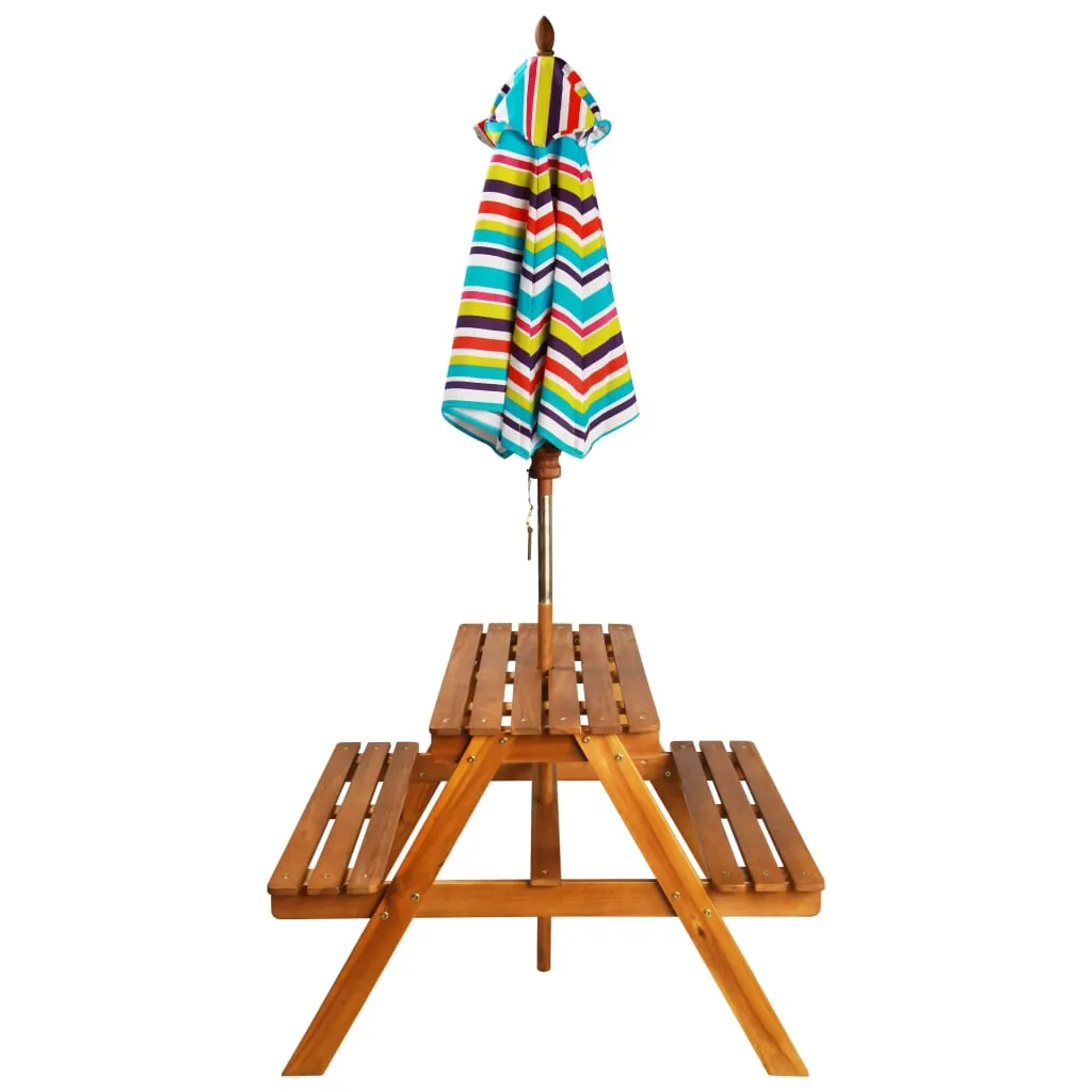 VidaXL Kinder-Picknicktisch Sonnenschirm 79x90x60cm Massivholz Akazie 3 VidaXL Kinder-Picknicktisch Sonnenschirm 79x90x60cm Massivholz Akazie - Image 3