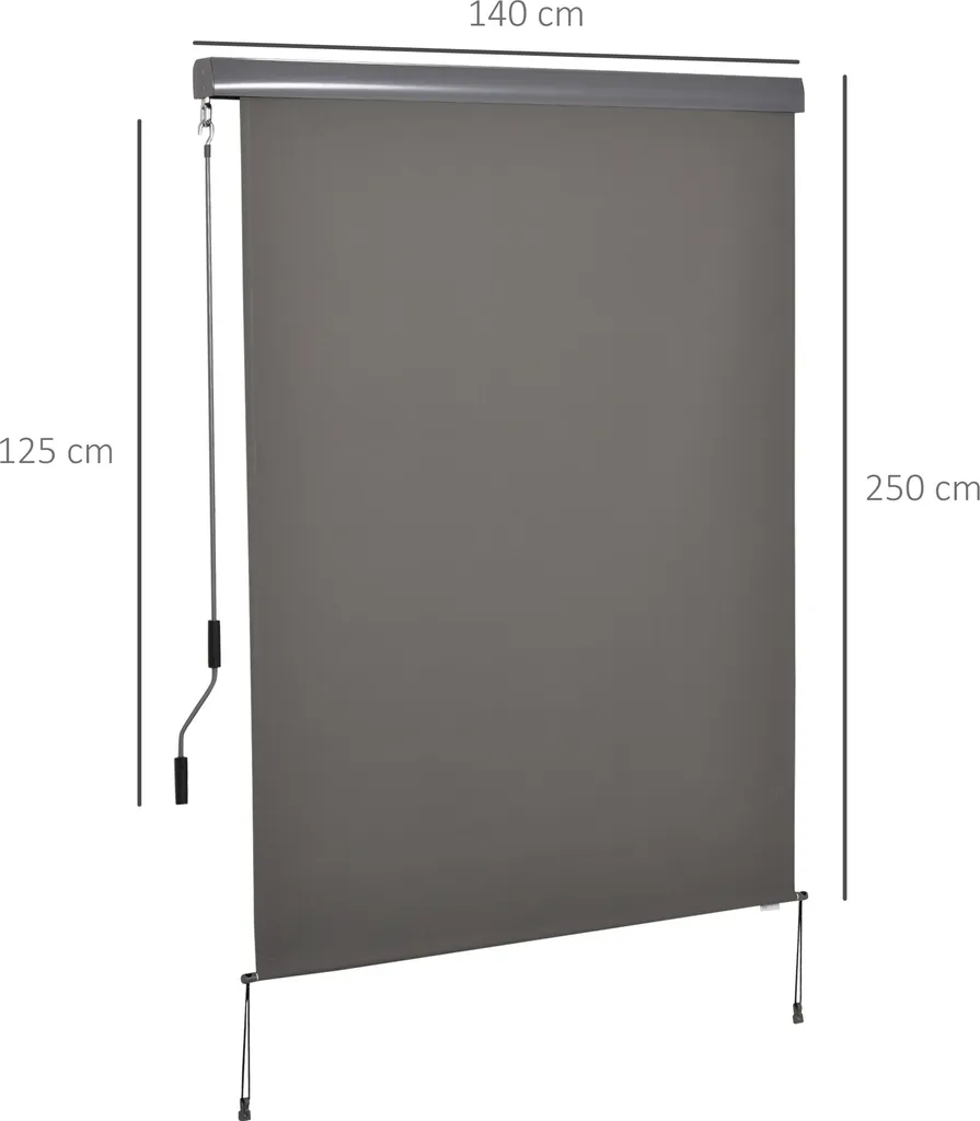 Outsunny Senkrechtmarkise Balkonmarkise Vertikalmarkise UV50+ Windschutz Seitenrollo Sichtschutz Mit Handkurbel Polyester+Aluminium Hellgrau 140 X 250 Cm 6 Outsunny Senkrechtmarkise Balkonmarkise Vertikalmarkise UV50+ Windschutz Seitenrollo Sichtschutz Mit Handkurbel Polyester+Aluminium Hellgrau 140 X 250 Cm - Image 6
