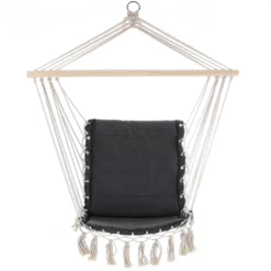 Detex Hängesessel 150kg Hängesitz Sitzpolster Atmungsaktiv Boho Style Geflochten Hängestuhl Hängeschaukel Hängematte Outdoor Indoor Garten, Farbe:Grau