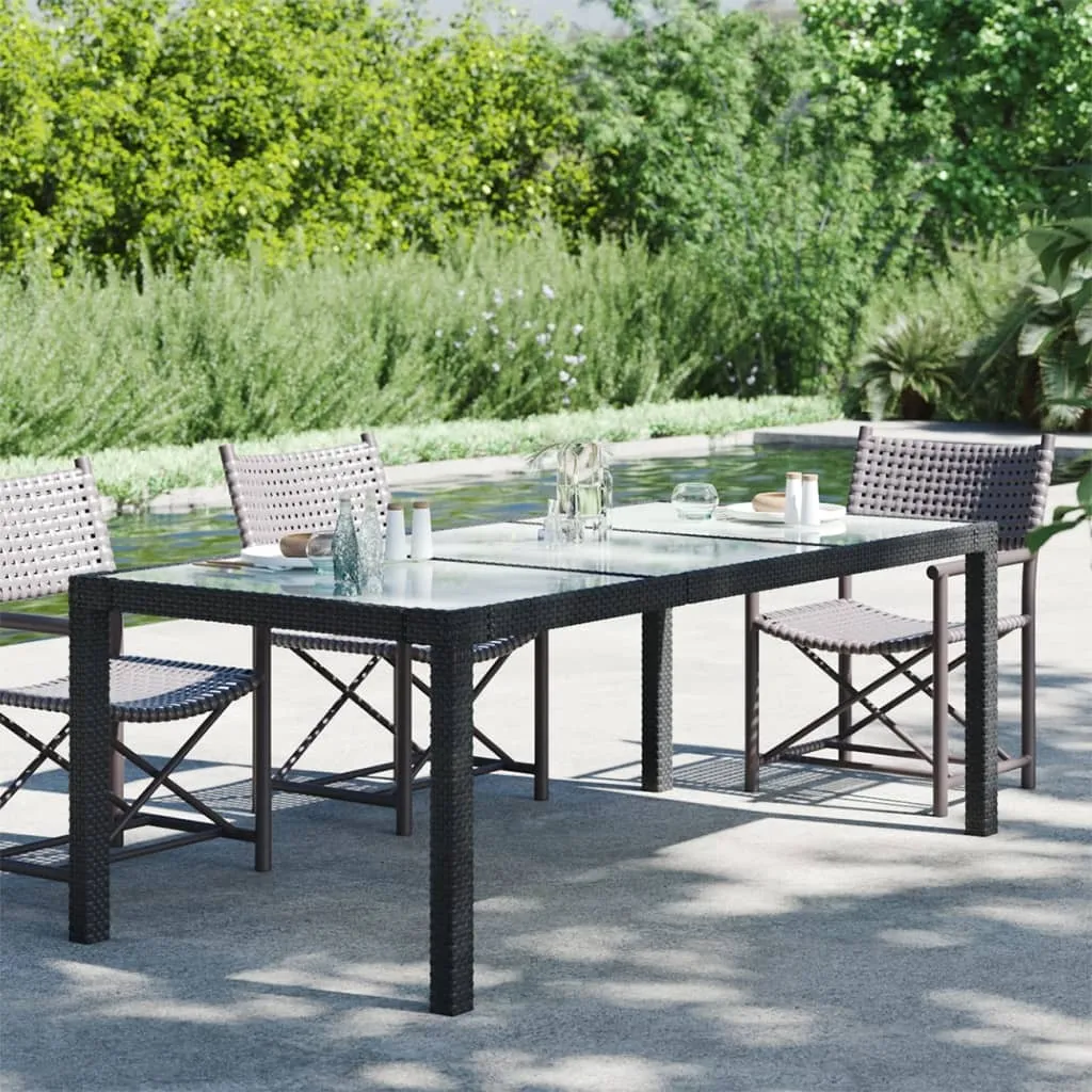 VidaXL Gartentisch Schwarz 190x90x75 Cm Gehärtetes Glas Poly Rattan 1 VidaXL Gartentisch Schwarz 190x90x75 Cm Gehärtetes Glas Poly Rattan
