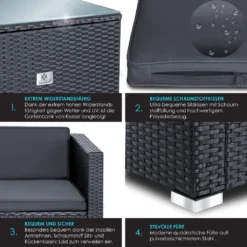 KESSER® Polyrattan Lounge Aruba – Gartenlounge Für 4-5 Personen Gartenmöbel-Set Sitzgruppe Aus 3er Gartensofa, Sessel, Hocker Und Beistelltisch Mit Sitzkissen - Für Garten, Terrasse Und Balkon, Farbe:Anthrazit -Stil Beet Verkaufsgeschäft 0481e780fe09c936fba941dd7f1fc7ae