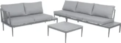 Acamp® PAROS Lounge Set 4-teilig Gartenlounge Sitzecke Lounge 56270, Gestell: Aluminum Pulverbeschichtet, Seitenteile: Akazienholz -Stil Beet Verkaufsgeschäft 04ef49f9ee850394746d12d3fa002f91
