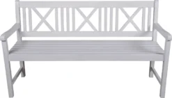 Garden Pleasure Gartenbank Bank MALMÖ 3-Sitzer B 154 X T 59 X H 89 Cm, Bank Aus Weiß Lackiertem Eukalyptus-Holz -Stil Beet Verkaufsgeschäft 051b239c2ec45d669e2e2f7e65f1c9c7