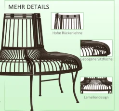 Outsunny Baumbank Aus Metall Halbrund Gartenbank Parkbank Sitzbank Für Ø37cm Baumstämme 135 X 70 X 85 Cm -Stil Beet Verkaufsgeschäft 05309f20b2ca8c4fc0861bad2b48490a