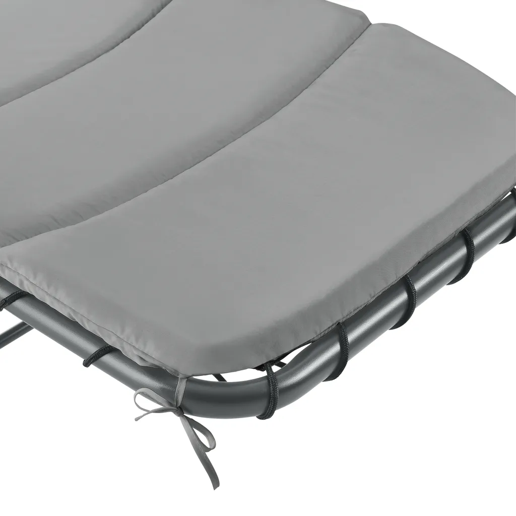 Schaukelliege Lamia Mit Sonnendach 193x104x200 Cm Sonnenliege Bis 160 Kg Relaxliege Mit Kopfkissen Hellgrau 7 Schaukelliege Lamia Mit Sonnendach 193x104x200 Cm Sonnenliege Bis 160 Kg Relaxliege Mit Kopfkissen Hellgrau - Image 7