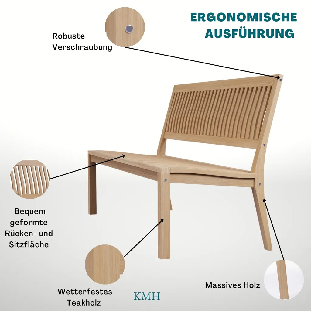 KMH® TEAK 3-sitzer Bank *Lea* O.A. 2 KMH® TEAK 3-sitzer Bank *Lea* O.A. - Image 2