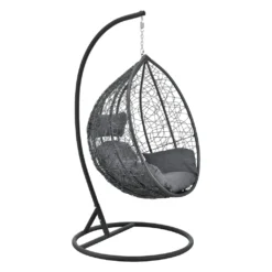 Hängesessel Capileira 1-Sitzer Outdoor Hängestuhl Mit Gestell Und Kissen Hängekorb Bis 150 Kg Dunkelgrau