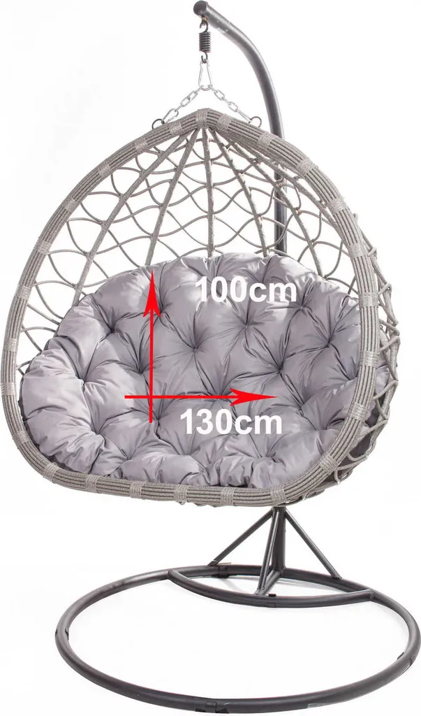 Sitzkissen 130/100 Cm |Kissen Für Hängesessel Grau |Schaukelkissen | Kissen Für Hängekorb|Setgarden 2 Sitzkissen 130/100 Cm |Kissen Für Hängesessel Grau |Schaukelkissen | Kissen Für Hängekorb|Setgarden - Image 2