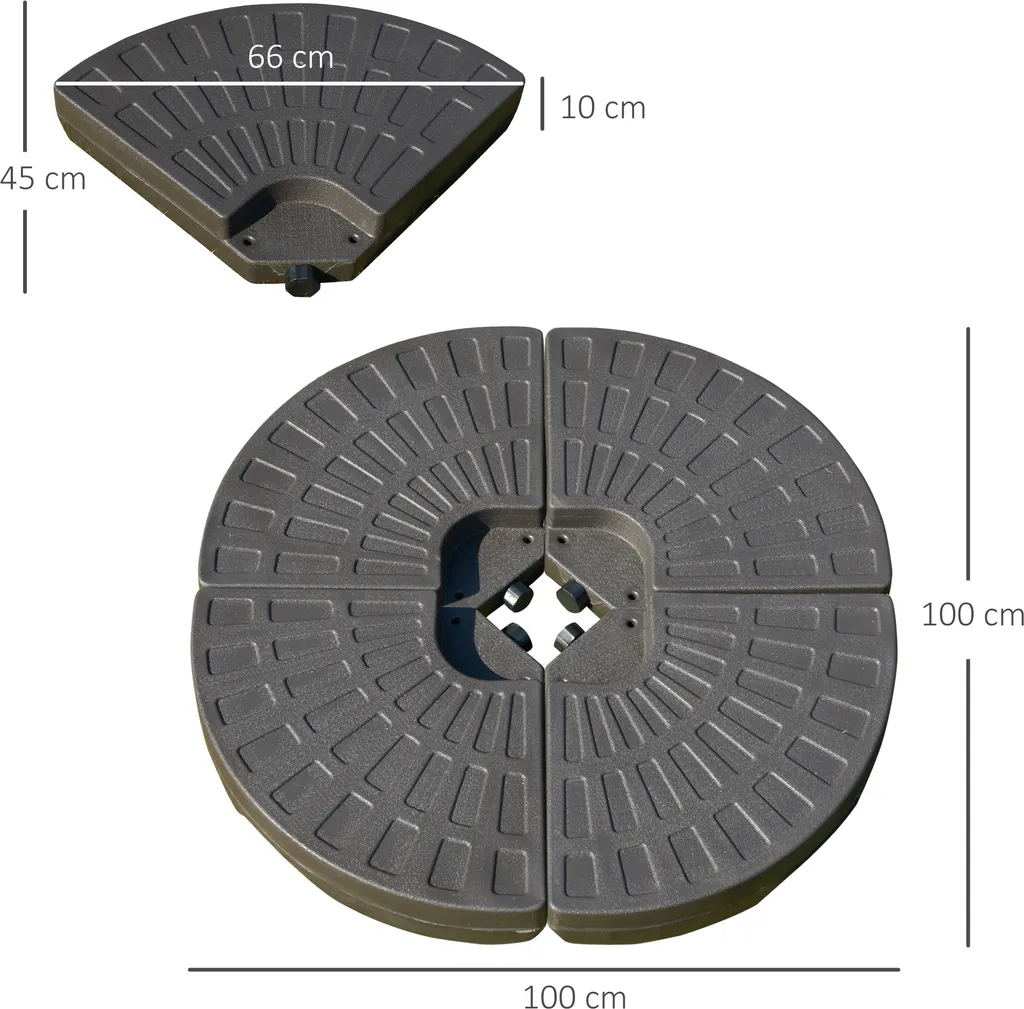 Outsunny Schirmgewicht 4-tlg. Schirmständer Mit 17 Kg Wasser Oder 25 Kg Sand Befüllbar HDPE Kaffee 100 X 100 X 10,5 Cm 2 Outsunny Schirmgewicht 4-tlg. Schirmständer Mit 17 Kg Wasser Oder 25 Kg Sand Befüllbar HDPE Kaffee 100 X 100 X 10,5 Cm - Image 2