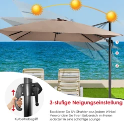 COSTWAY Sonnenschirm Ø300cm Ampelschirm, Terrassenschirm Neigbar, Gartenschirm Mit Kurbel & Gekreuzter Basis, Großer Regenschirm Für Gärten, Terrassen, Cafés, Strandschirm -Stil Beet Verkaufsgeschäft 091e94af6d5644759b1c8b7d529da87b
