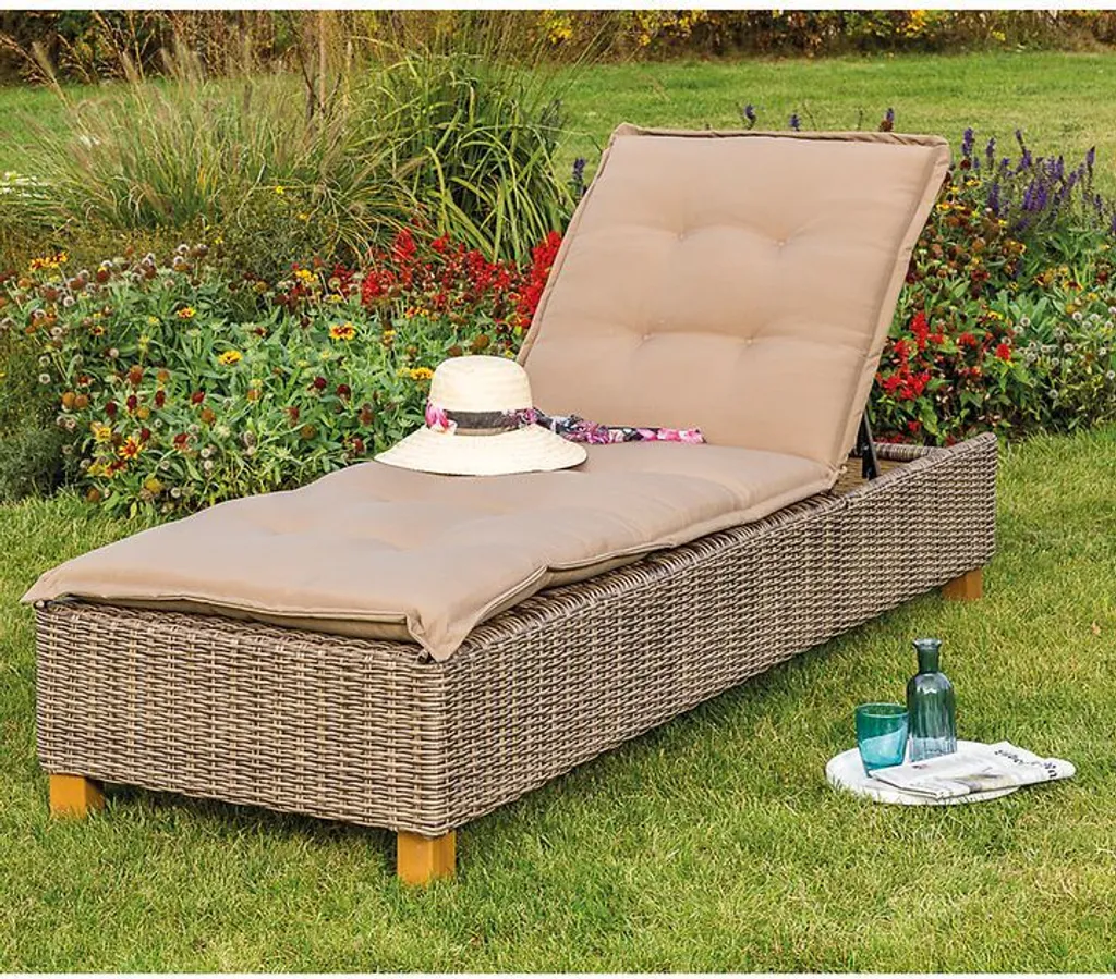 Merxx Gartenliege Toskana Verstellbar Aluminium, Kunststoffgeflecht, Akazie Natur 200 Cm X 80 Cm X 34 Cm 9 Merxx Gartenliege Toskana Verstellbar Aluminium, Kunststoffgeflecht, Akazie Natur 200 Cm X 80 Cm X 34 Cm - Image 9