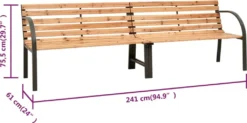 VidaXL Doppel-Gartenbank 241 Cm Spießtanne Massivholz -Stil Beet Verkaufsgeschäft 0aef57133534590126ebc2e6d353ab62