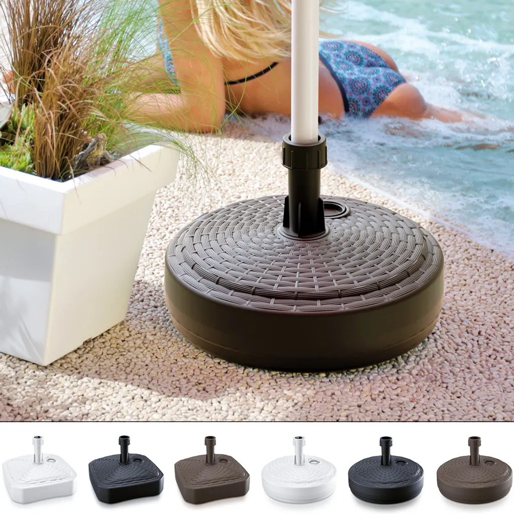 Sonnenschirmständer Schirmständer Befüllbar Wetterfest Rund Eckig, Form/Farbe:rund Anthrazit 4 Sonnenschirmständer Schirmständer Befüllbar Wetterfest Rund Eckig, Form/Farbe:rund Anthrazit - Image 4