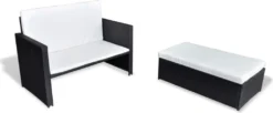 VidaXL 2-tlg. Garten-Lounge-Set Mit Auflagen Poly Rattan Schwarz