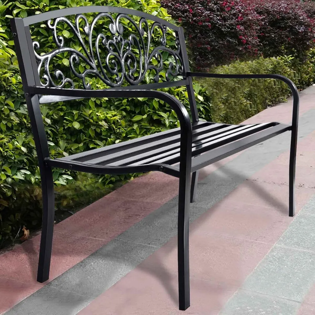 COSTWAY Gartenbank Stizbank Parkbank Bank Gartenmöbel Gusseisen Metall 127 X 60 X 85 Cm 2 COSTWAY Gartenbank Stizbank Parkbank Bank Gartenmöbel Gusseisen Metall 127 X 60 X 85 Cm - Image 2