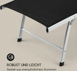 Blumfeldt Sun Valley - Sonnenliege Mit Kopfkissen, Zusammenklappbar, Gestell Aus Aluminium, 4-fach Verstellbare Rückenlehne, Sun Comfort, Material: 70% PVC Und 30% Polyester Comfort Mesh, Schwarz -Stil Beet Verkaufsgeschäft 0e0da6408c794e9810263e454ecc7052
