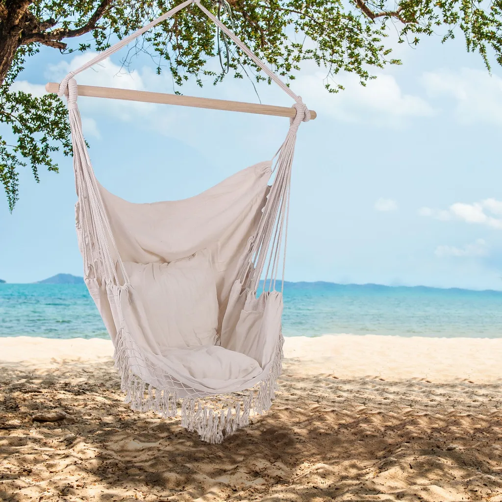 Hängesessel Brasilianischer Stuhl Hängemattenstuhl + 2 Kissen 2 Hängesessel Brasilianischer Stuhl Hängemattenstuhl + 2 Kissen - Image 2