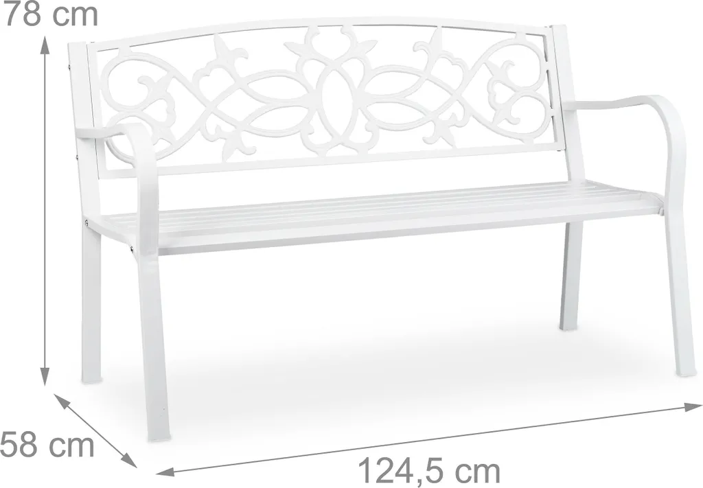 Relaxdays Vintage Gartenbank In Weiß 4 Relaxdays Vintage Gartenbank In Weiß - Image 4