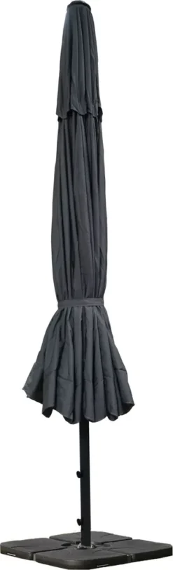 Sonnenschirm Meran Pro, Gastronomie Marktschirm Mit Volant Ø 5m Polyester/Alu 28kg Anthrazit Mit Ständer -Stil Beet Verkaufsgeschäft 0ef74f286acddab6c9488995a27873e0