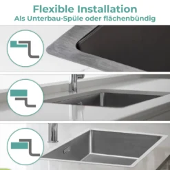 MIZZO Linea Edelstahl Spüle 450-400 Flächenbundig / Unterbau -Stil Beet Verkaufsgeschäft 0f188bc17f52ff6407c385f788de3f48