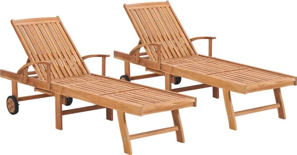 VidaXL Sonnenliegen 2 Stk. Massivholz Teak 1 VidaXL Sonnenliegen 2 Stk. Massivholz Teak