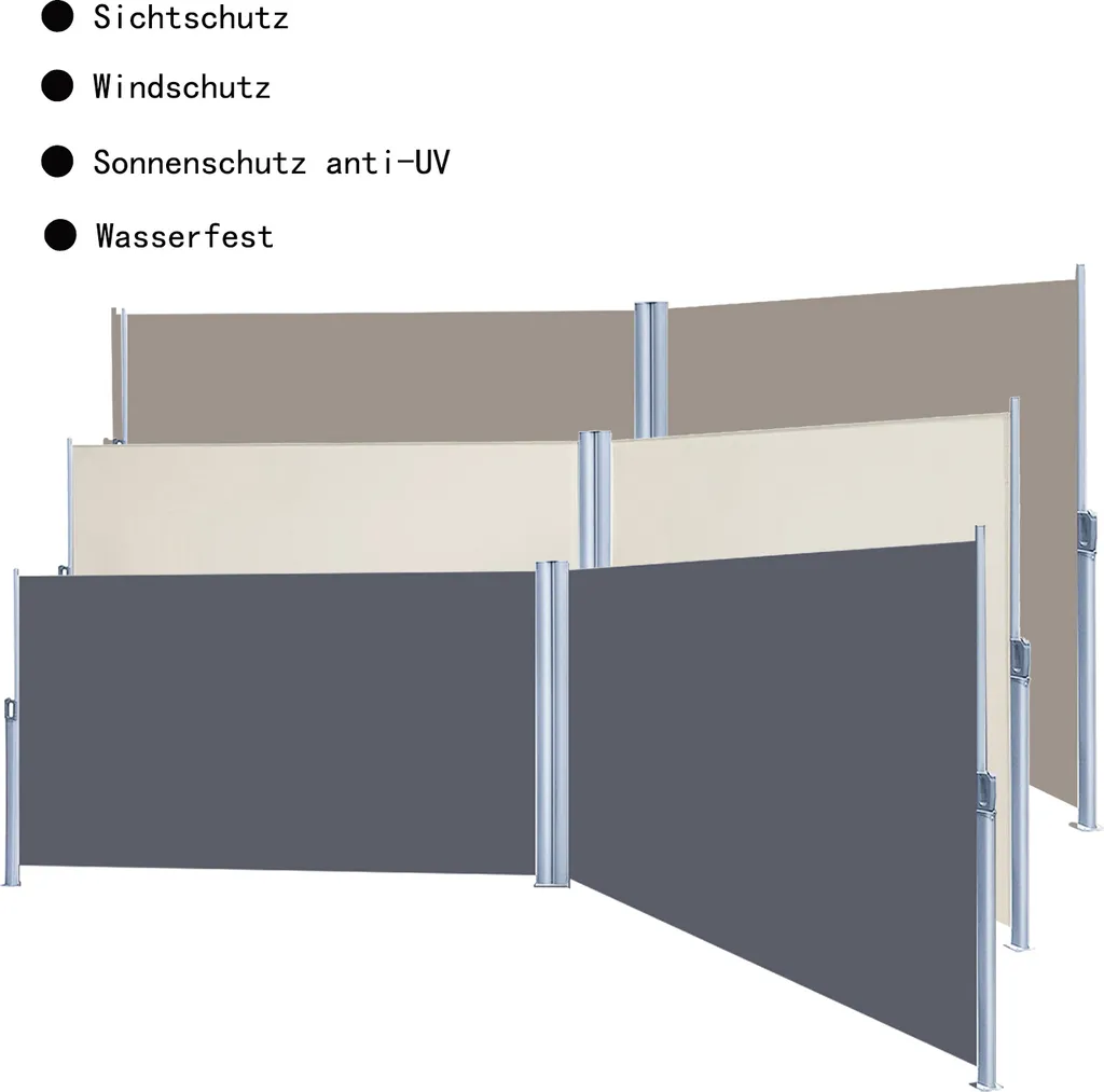 EINFEBEN Doppelseitenmarkise Markisen Brau 160x600cm Ausziehbar UV Bestaendig Fuer Balkon Terrasse Balkon 2 EINFEBEN Doppelseitenmarkise Markisen Brau 160x600cm Ausziehbar UV Bestaendig Fuer Balkon Terrasse Balkon - Image 2