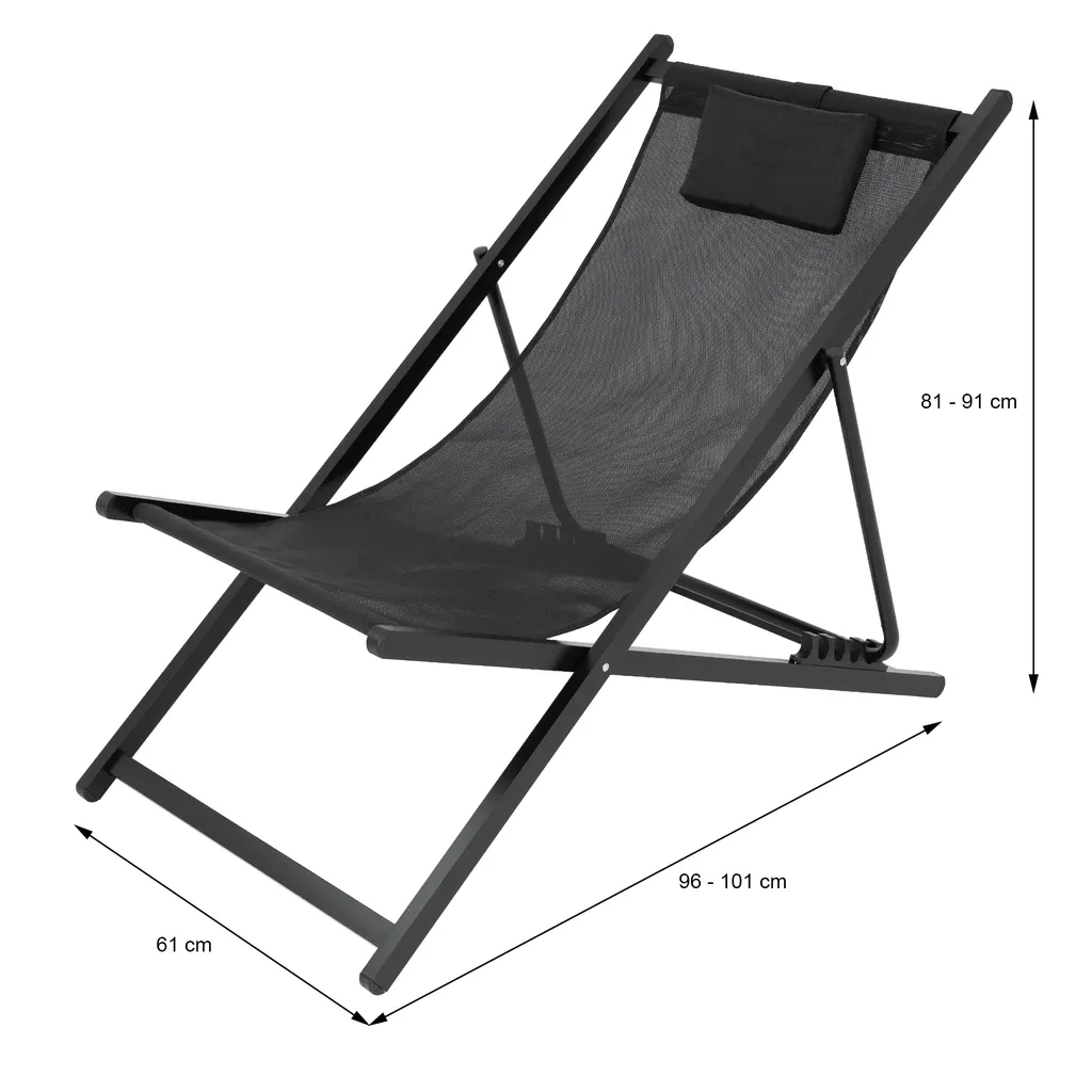 Ambiance Gartenliege Sonnenliege Liegestuhl Klappbar SCHWARZ Aus Metall 101x61x91 Cm 6 Ambiance Gartenliege Sonnenliege Liegestuhl Klappbar SCHWARZ Aus Metall 101x61x91 Cm - Image 6