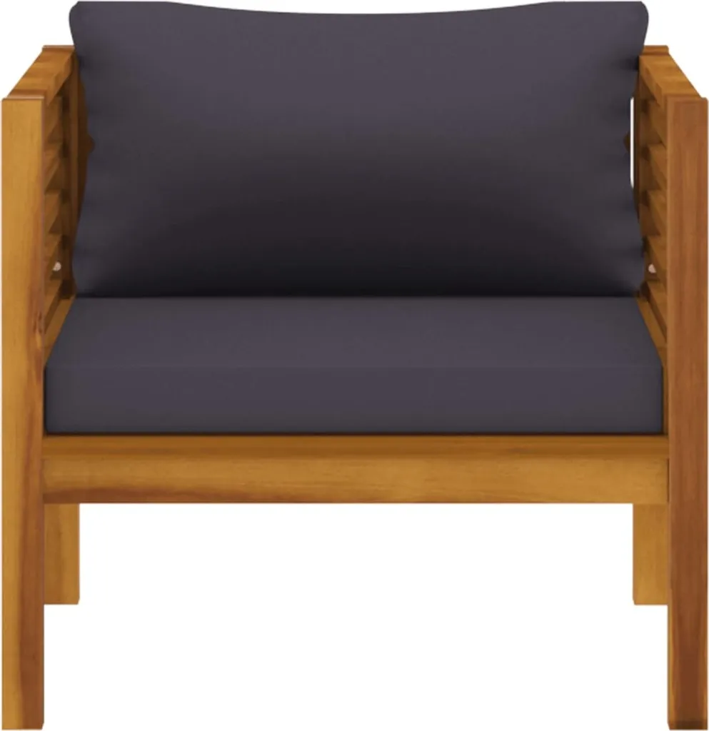 VidaXL Gartenstuhl Mit Dunkelgrauen Kissen Massivholz Akazie 3 VidaXL Gartenstuhl Mit Dunkelgrauen Kissen Massivholz Akazie - Image 3