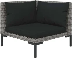 VidaXL 5-tlg. Garten-Lounge-Set Mit Kissen Poly Rattan Dunkelgrau -Stil Beet Verkaufsgeschäft 109c14db2ce6ce556a0c86446c04744f