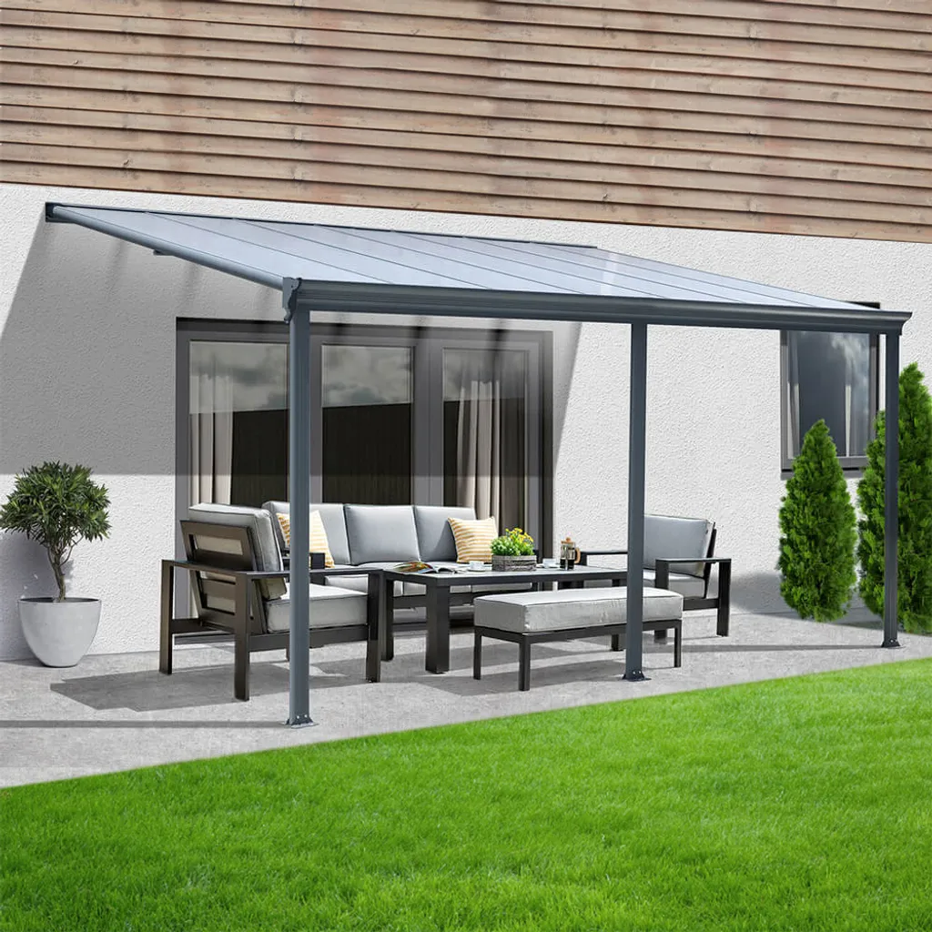 Terrassenüberdachung 495 X 303 X 226 / 278 Cm (Grau) 1 Terrassenüberdachung 495 X 303 X 226 / 278 Cm (Grau)