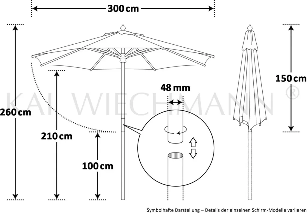 Sonnenschirm Runder Balkonschirm Grün 300 Cm Als Hochwertiger Schattenspender Gartenschirm Aus Holz Mit Windauslass & UPF 50+ 7 Sonnenschirm Runder Balkonschirm Grün 300 Cm Als Hochwertiger Schattenspender Gartenschirm Aus Holz Mit Windauslass & UPF 50+ – Bild 7
