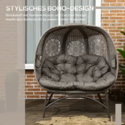 Outsunny Gartenstuhl 2-Sitzer, Korb-Stuhl Mit Faltbarem Korb, Papasansessel Mit Kissen, Loungesessel Für Balkon, Terrasse, Stahl, Sand, 126 X 75 X 142 Cm 12 Outsunny Gartenstuhl 2-Sitzer, Korb-Stuhl Mit Faltbarem Korb, Papasansessel Mit Kissen, Loungesessel Für Balkon, Terrasse, Stahl, Sand, 126 X 75 X 142 Cm -Stil Beet Verkaufsgeschäft 12b6b01cbfea98ad4a34527fd89b2312