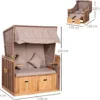 Outsunny Strandkorb Volllieger Gartenliege Getrankehaltern PE Rattan Beige 118 X 79 X 50 Cm