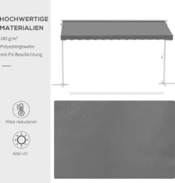 Outsunny Standmarkise Gartenmarkise Markise Mit Faltarm Kurbel Terrasse Grau 4,5x3,42m -Stil Beet Verkaufsgeschäft 15dea867d358f660fff7bbfce5aff084