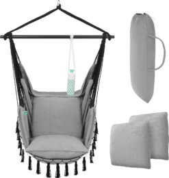 VITA5 Hängesessel Outdoor - Stabiler & Sicherer Hängestuhl - Stylischer Hängesessel Indoor - Leicht Zu Installierender Hängesessel - Bequeme Boho Raumdeko - 225kg Tragkraft - Warmes Grau -Stil Beet Verkaufsgeschäft 15f4305241aa4001b33e706c29579b15