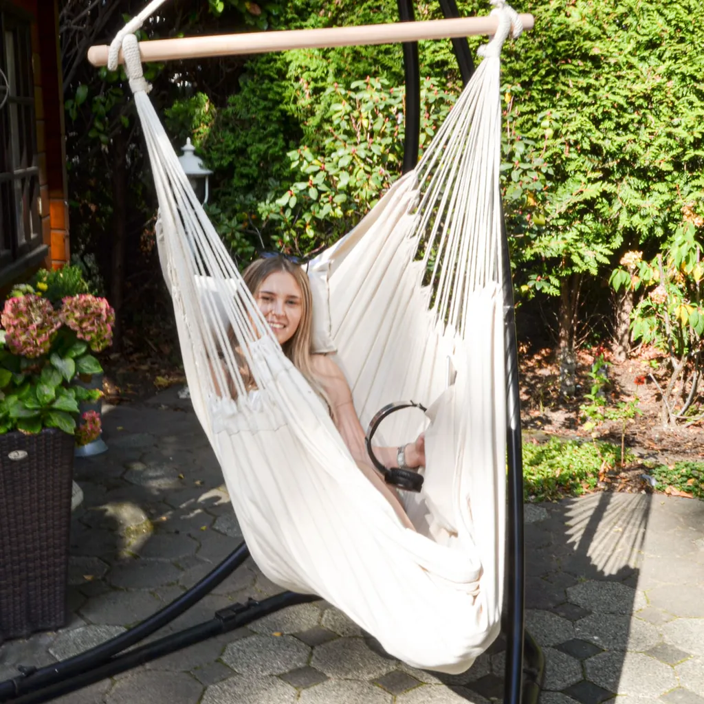 XXL Liege Hängesessel Mit Seitenfach Und Kissen - 220x120cm Outdoor Hängematte 2 XXL Liege Hängesessel Mit Seitenfach Und Kissen - 220x120cm Outdoor Hängematte - Image 2