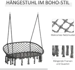 Outsunny Hängesessel Hängestuhl 2-Sitzer Mit Aufhängen Deckenhaken Hängelounger Schwebeliege Doppelliege Doppellounge Lounge Für 2 Personen Grau 130 X 70 X 35 Cm -Stil Beet Verkaufsgeschäft 16b73d39af5c5e722d07553c19294735