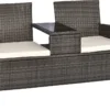 Outsunny Polyrattan Gartenbank Gartensofa Sitzbank Mit Tisch 2-Sitzer Stahl Grau B133 X T63 X H84cm