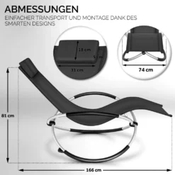 Tillvex® Gartenliege Schwarz Relaxliege Sonnenliege Schaukelliege Liegestuhl Camping Schwingliege -Stil Beet Verkaufsgeschäft 176bb6bdc471b7b2a1ced55ecb9c8f63
