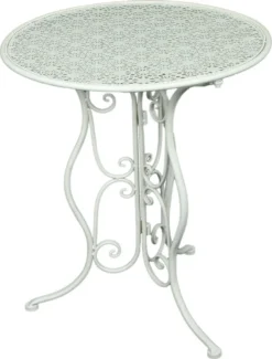 Landhaus Balkon Tisch Rund 60cm Bistrotisch Shabby Look Garten Terrasse Metall