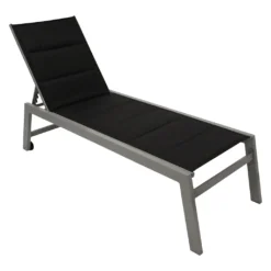 Gartenliege Mit Rollen Extrahohe Liegefläche Aluminium Grau Kunstgewebe Grau