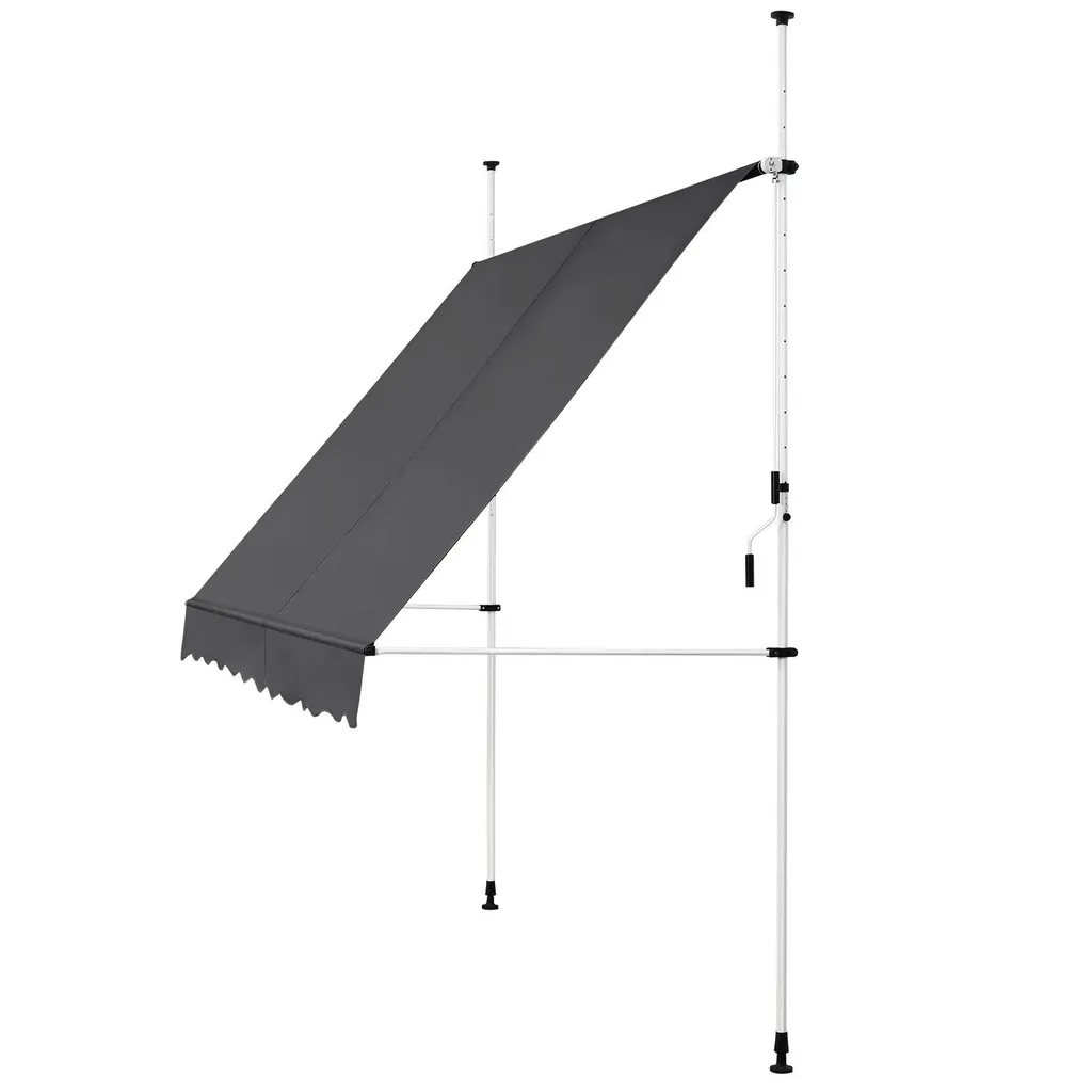 Juskys Klemmmarkise 250 X 120 Cm Mit Handkurbel - Markise Ohne Bohren - Höhenverstellbar, UV-beständig & Wasserabweisend - Balkonmarkise Balkon Grau 7 Juskys Klemmmarkise 250 X 120 Cm Mit Handkurbel - Markise Ohne Bohren - Höhenverstellbar, UV-beständig & Wasserabweisend - Balkonmarkise Balkon Grau - Image 7