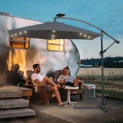 Wolketon 3m-3.5m Sonnenschirm Mit LED Solar Neigbar Ampelschirm Balkonschirm Marktschirm UV40+ Gartenschirm,Grau,3.5m -Stil Beet Verkaufsgeschäft 196cdcf8917127e9c4071570fb55ea55