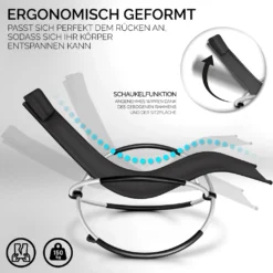 Tillvex® Gartenliege Schwarz Relaxliege Sonnenliege Schaukelliege Liegestuhl Camping Schwingliege -Stil Beet Verkaufsgeschäft 197900eb5e0abcaf1d5b3a9fbdc9cd41