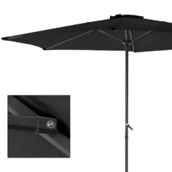 ECD Germany Sonnenschirm Rund Mit Kurbel, Ø 300 Cm, Schwarz, Aus Polyester, Wasserabweisende Bespannung, Sonnenschutz UV50+, Neigbar, Knickbar, Marktschirm Ampelschirm Gartenschirm Kurbelschirm Terrassenschirm -Stil Beet Verkaufsgeschäft 19e7472b23c09933cf00835646eff5ff