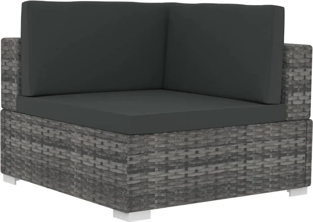 VidaXL Ecksofas 2 Stk. Mit Auflagen Poly Rattan Grau 4 VidaXL Ecksofas 2 Stk. Mit Auflagen Poly Rattan Grau - Image 4